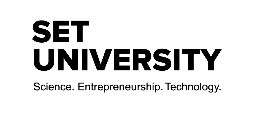 Logo of the SET University.