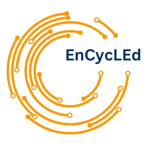 The project's logo consists of a circle made of different orange lines completed with the project's name "EnCycLEd".